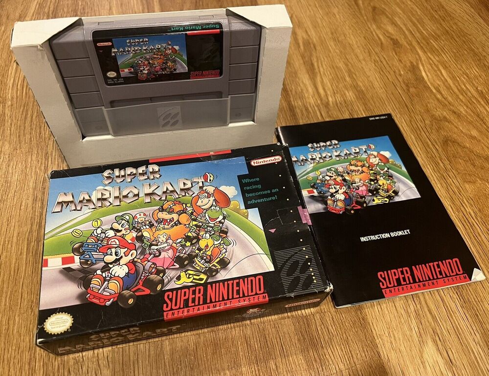 Super Mario Kart (Super Nintendo SNES, 1992) - Box and Manual
